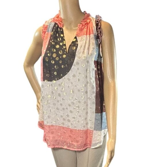 Maeve Fantasia Metallic Clip Dot Blouse Size 0 - Picture 2 of 11